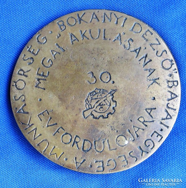 Bronze plaque: labor guard, bokányi desi, diameter 97 mm