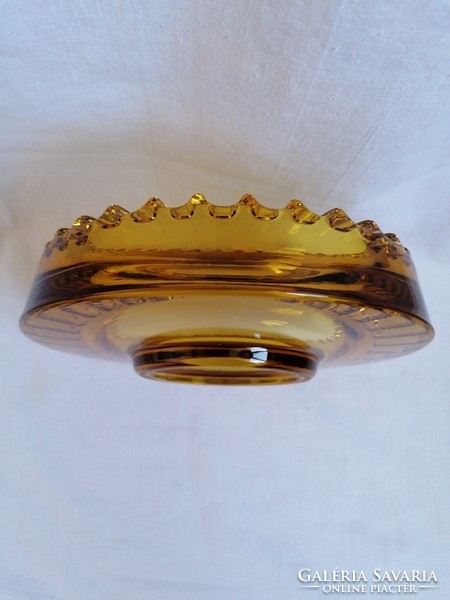 Large amber glass ashtray