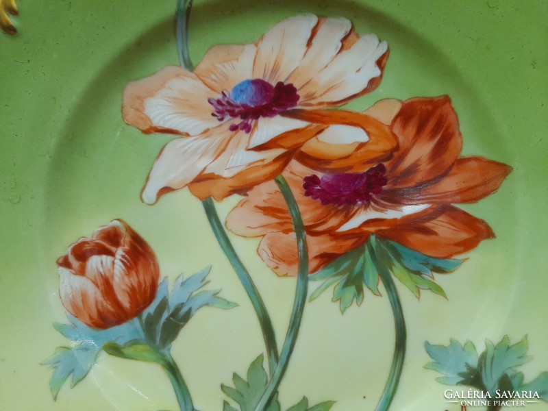 Alt wien austria fischer & mieg pirkenhammer 1853-1873, hand painted, floral, sign plate. 22.5 Cm.