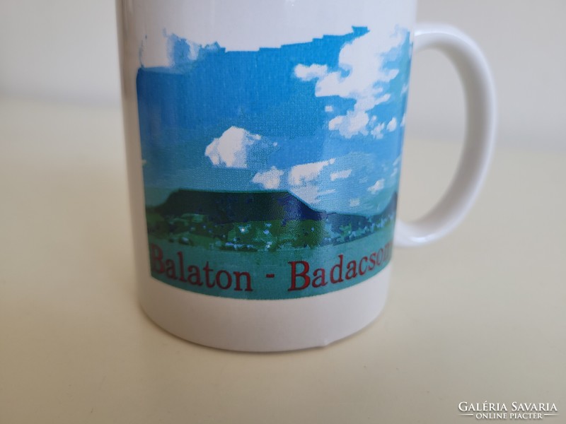 Retro régi Balatoni emlék porcelán bögre Balaton Badacsony