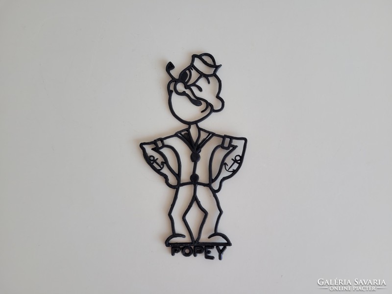 Régi retro Popey műanyag figura fali dísz mid century