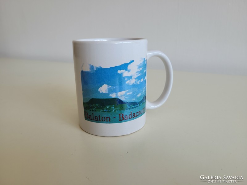 Retro régi Balatoni emlék porcelán bögre Balaton Badacsony