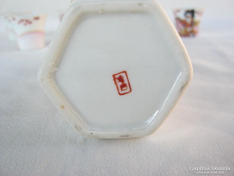Japán litofán porcelán szakés pohár készlet