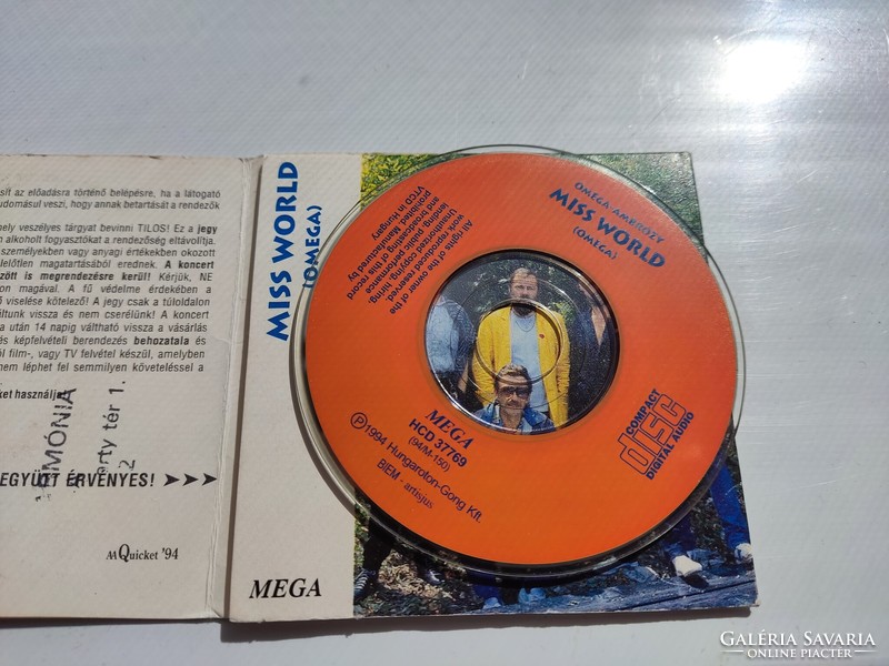Omega koncertjegy CD 1994 gyűjtői relikvia