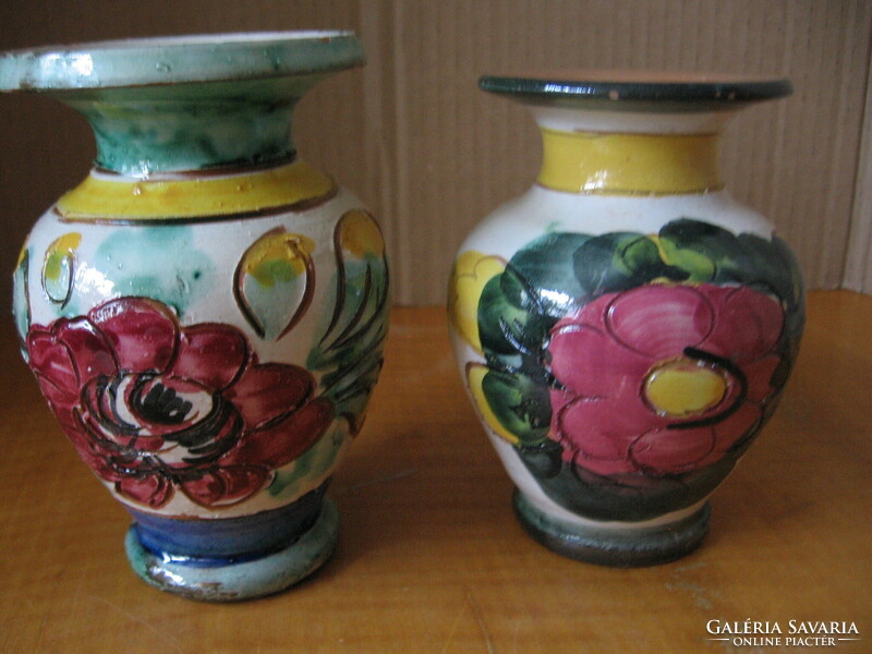 2 Italian, Tuscan hand-painted flower vases