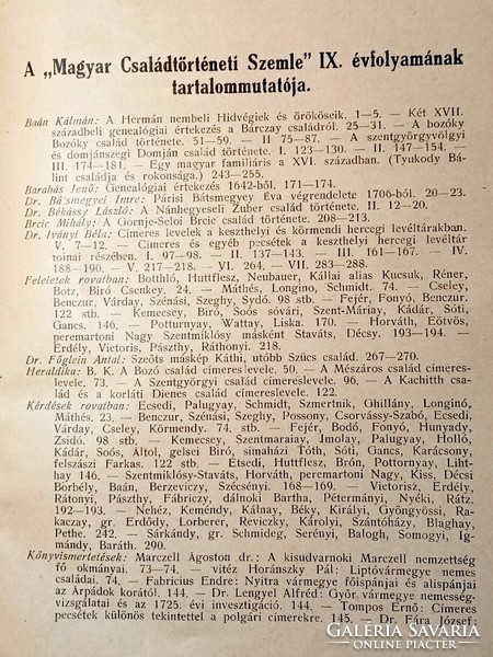 A Magyar családtörténeti szemle 1943. IX. évfolyama egybe kötve.