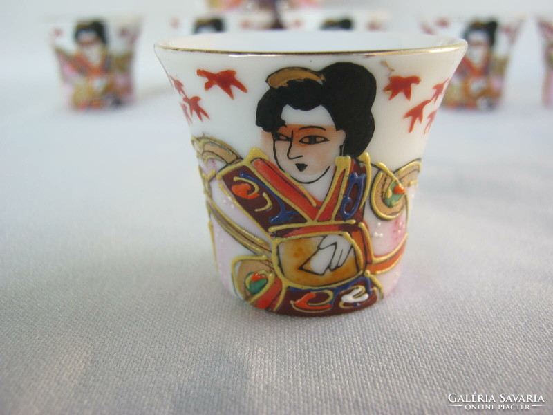 Japán litofán porcelán szakés pohár készlet