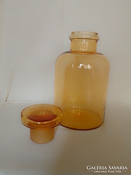 Huge pharmacy apothecary lab with laboratory glass stopper, beautiful honey-amber color, 27 cm