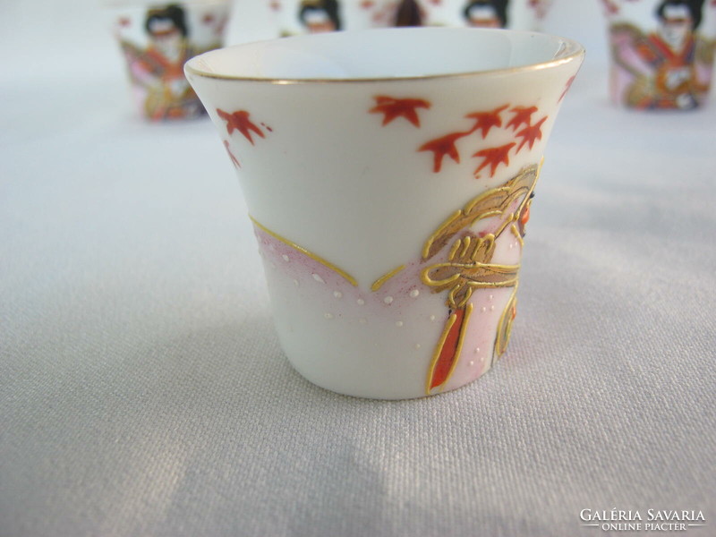 Japán litofán porcelán szakés pohár készlet