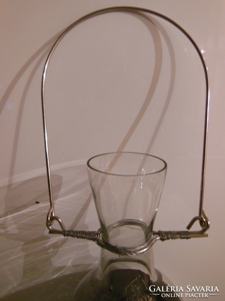 Lamp - metal - glass - 26 x 11 cm + handle 13 cm - perforated metal cover - perfect