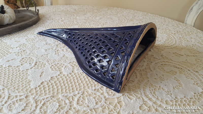 Moroccan-style, openwork glazed ceramic wall lampshade