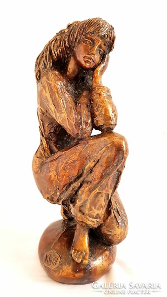 Kligl Sándor - Gondolkodó bronz szobor 7.5kg