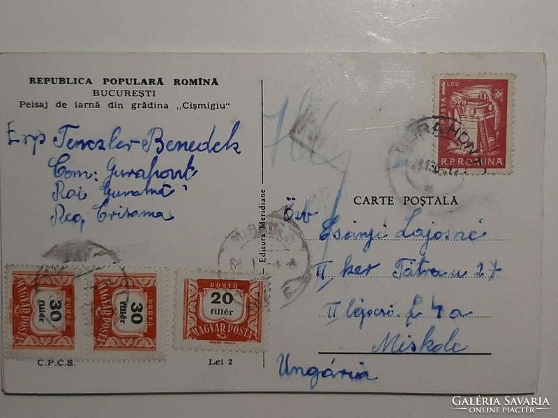 Románia Bukarest nyitható képeslap 1964-ből szép bélyegek