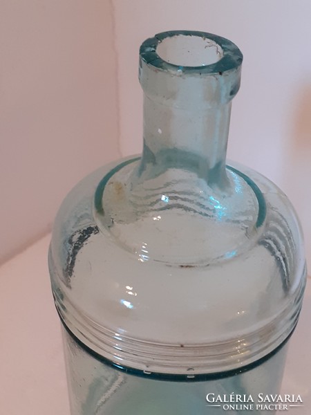 Régi kék csíkos palack vintage tintás üveg