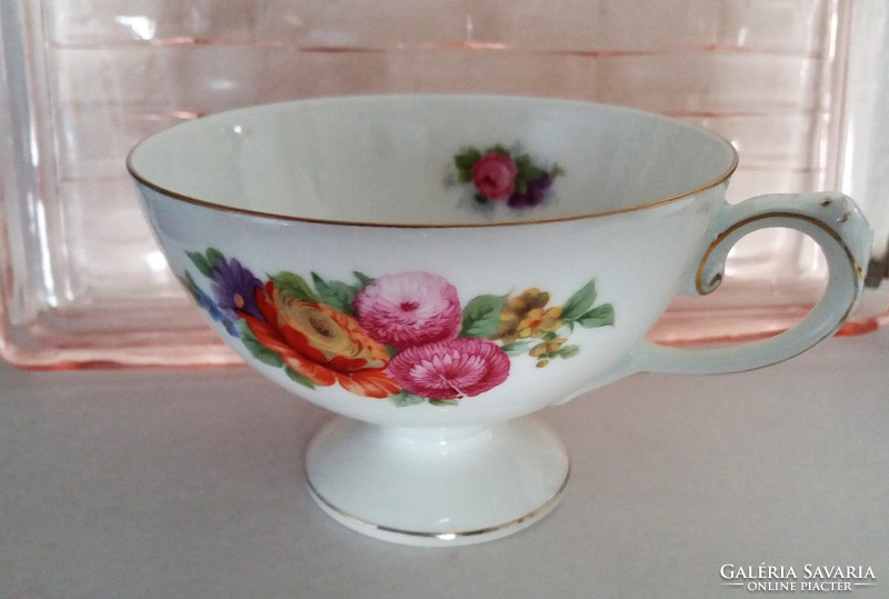 Régi Rosenthal porcelán virágos talpas rózsás kávés csésze 1 db