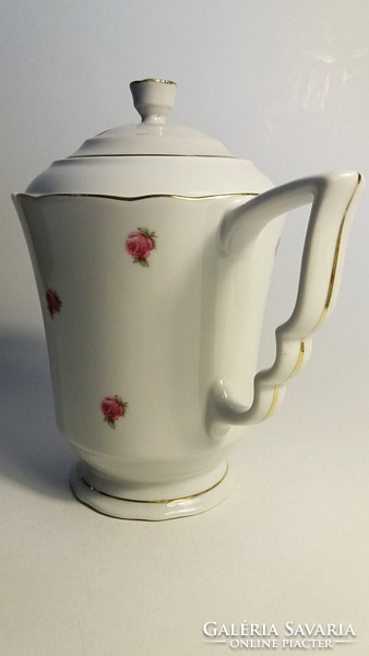 Old Zsolnay porcelain rose pattern coffee pot pouring sugar holder 2 pcs
