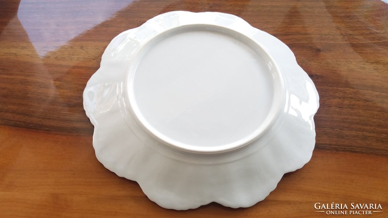 Régi virágos porcelán tányér fodros szélű vintage süteményes szecessziós kínáló 22 cm