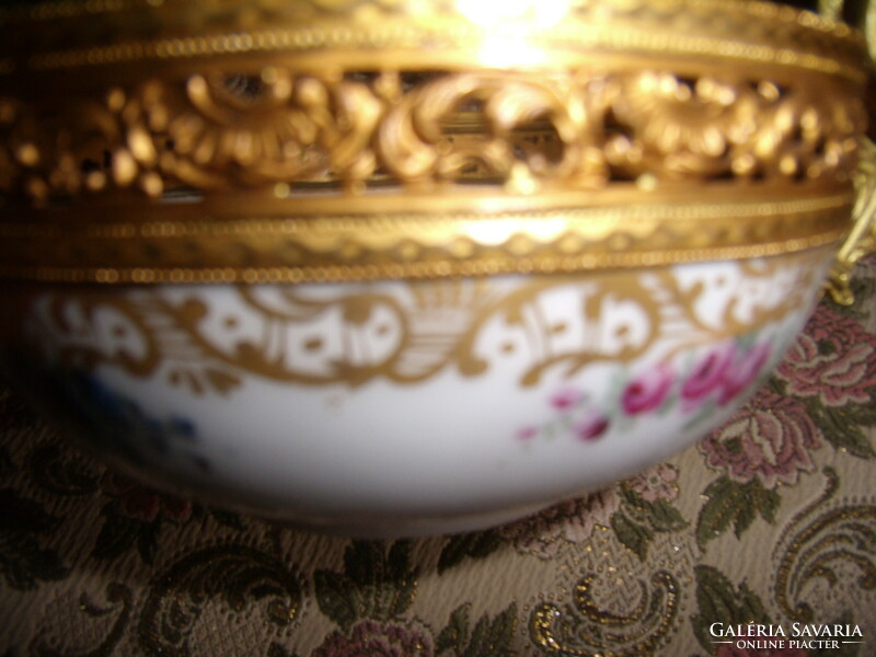 Francia porcelán asztalközép/kínáló (Sevre-Depose), múzeumi műtárgy színvonalú