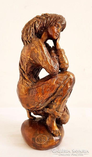 Sándor Kligl - thinking bronze statue 7.5Kg
