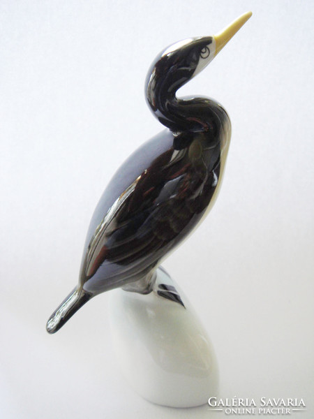 Old raven house porcelain bird cormorant figurine