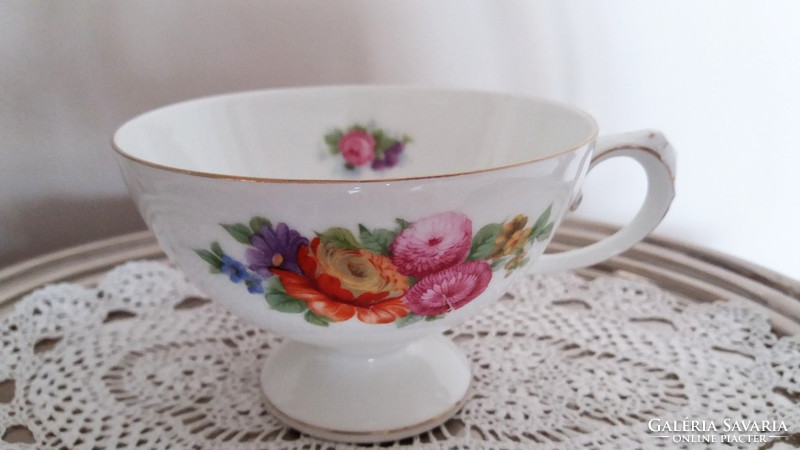 Régi Rosenthal porcelán virágos talpas rózsás kávés csésze 1 db