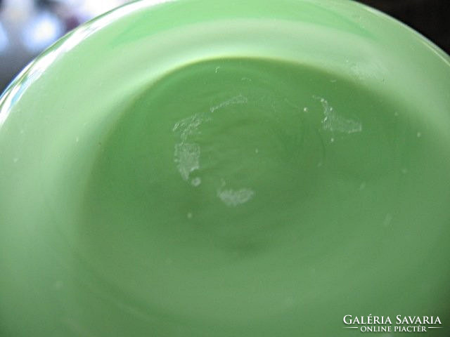 Réteges zöld és átlátszó üveg kaspó, tálka párban