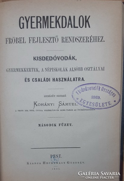 GYERMEKDALOK  2 KÖTETBEN  - EGYBEKÖTVE  -  1871  !