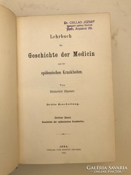 1882 H. Haeser  Geschichte der Medicin