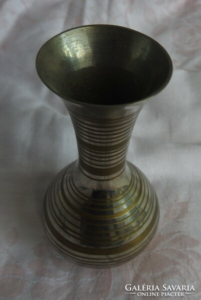 Indian - marked, numbered silver plated copper vase