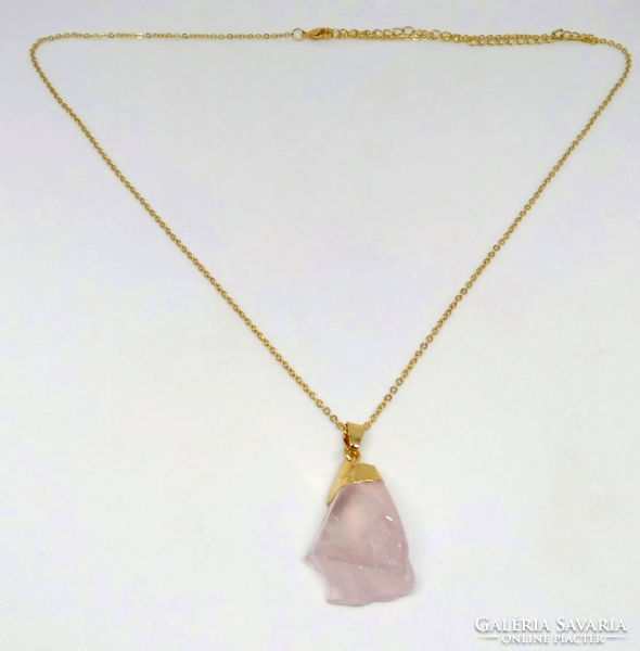 Rose quartz nugget pendant necklace