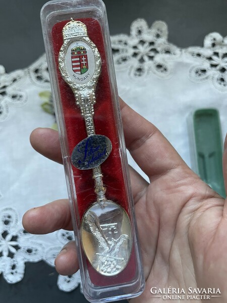 New! Silver-plated Hungarian coat of arms teaspoon in gift box