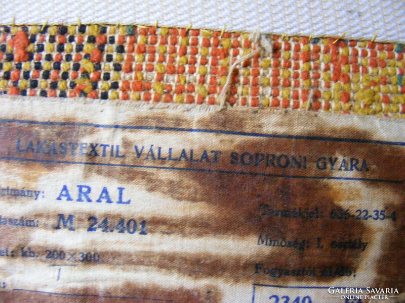 Retro absztrakt  "Aral" soproni szőnyeg 2 x 3 méter 60-as évekből
