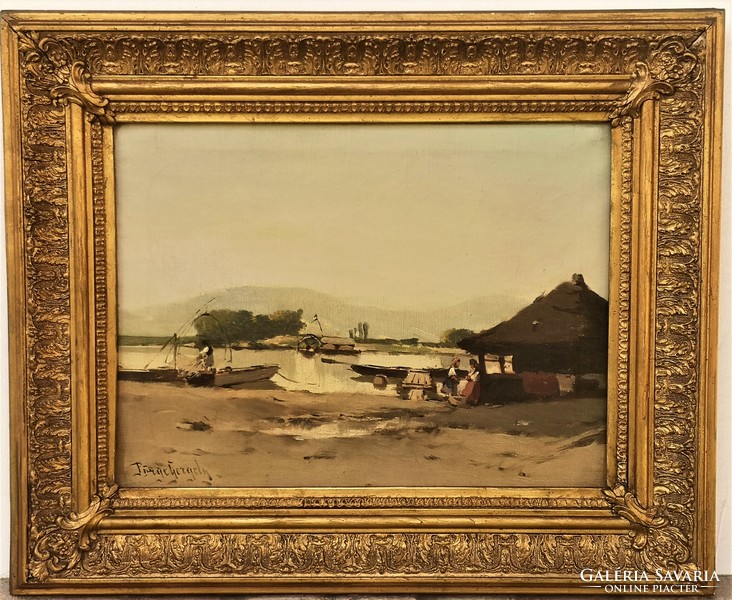 Pörge Gergely (1858 - 1930) Halászok c festménye Eredeti Garanciával !