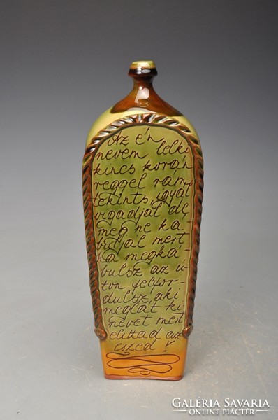 Bottle from Hódmezővásárhely, made for mayor Béla Kassa 1995, hmv, with verse,