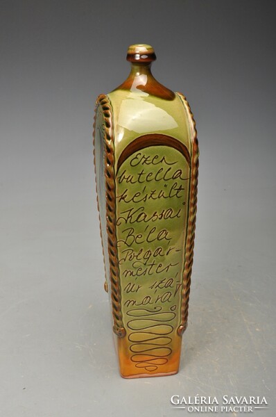 Bottle from Hódmezővásárhely, made for mayor Béla Kassa 1995, hmv, with verse,