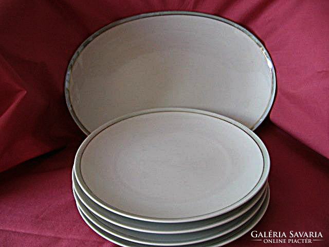Vintage art deco with silver edge thomas rosenthal set of 4 plates and 1 bowl