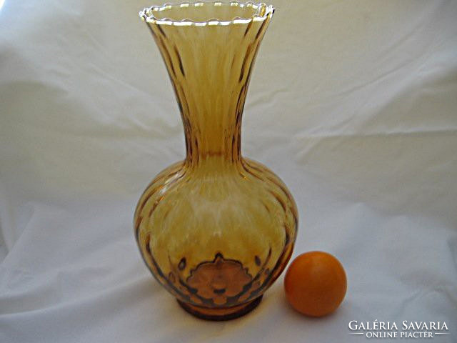 Art deco amber, wavy, handcrafted vase