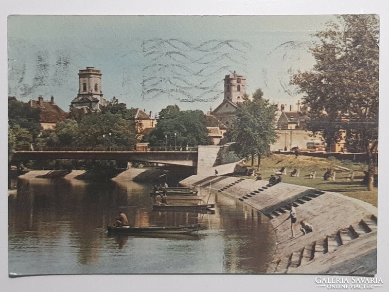 Győr postcard 1967 rába - coast