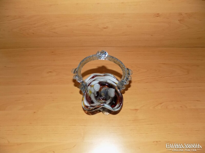 Retro huta szakított üveg kosár 19 cm (h-1)