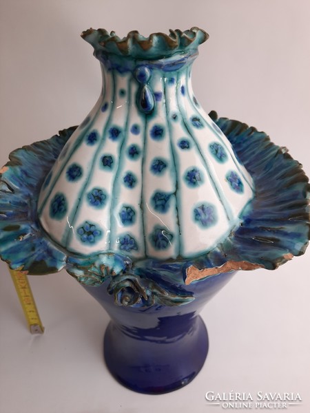 A wonderful large glazed ceramic vase by industrial artist Zsuzsa Moraváy - unfortunately defective