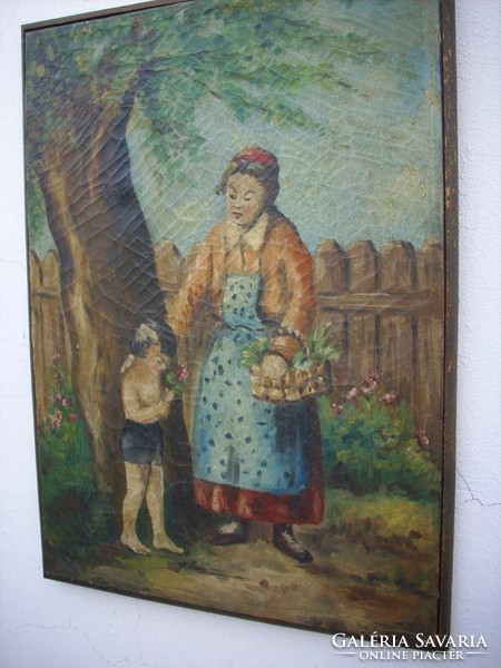 Oil painting in antique shape