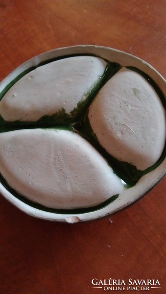 Retro zöld-fehér márványos kerámia hamutartó, hamutál ,Masped