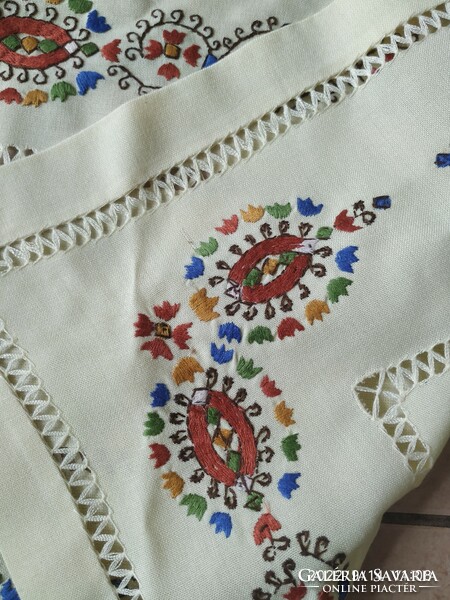 Embroidered, risel, tablecloth, needlework for sale! Sunny yellow tablecloth for sale!