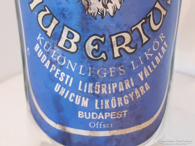 Retro Hubertus palack régi címkés likőrös üveg Unicum Likőrgyár