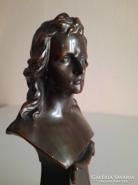 Schiller statue, patinated pewter on a marble base