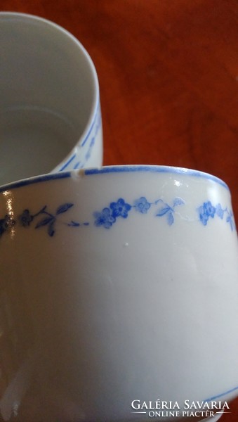 Pair of antique marked Zsolnay tea and coffee cups, with a very rare blue forget-me-not flower pattern