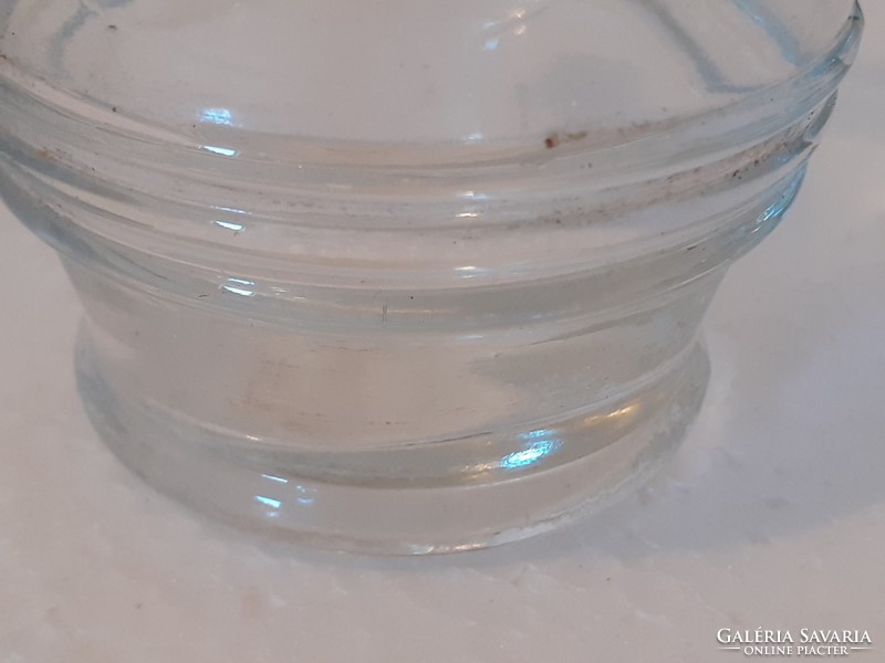 Régi Warhanek mustáros üveg kis domború csíkos palack
