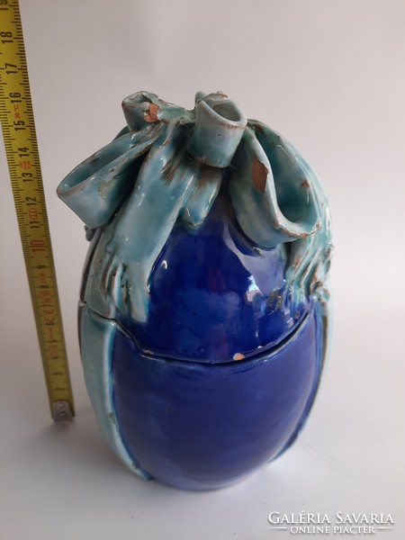 Zsuzsa Morvay artisan glazed ceramic bonbon holder - faulty, damaged