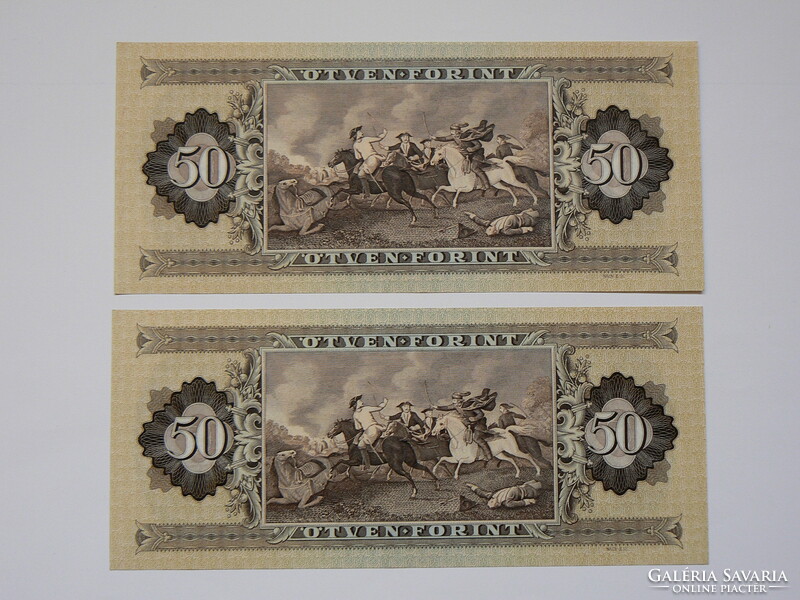 Two serial number trackers fifty forints 1983 November 10, Aunc-unc. Banknote, lower serial number!