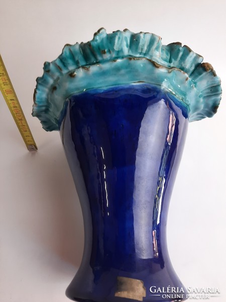 Csodálatos nagy méretű Morvay Zsuzsa iparművész mázas kerámia váza - sajnos hibás
